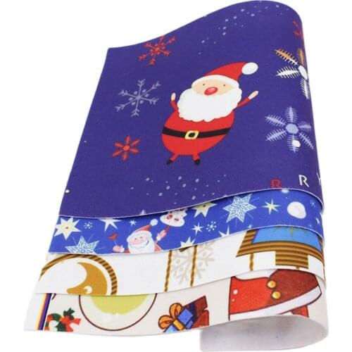 Printed Christmas Felt Fabric Polyester Soft Nonwoven Fabric Sewing Craft Scrapbooking Fieltro Feutrine 4Pcs 19*29CM