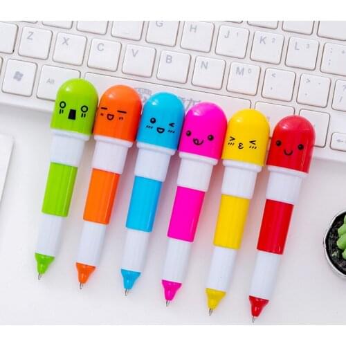 5pcs Cute Kawaii Capsule Pill Ballpoint Pen Retractable 0.5mm Blue Cute Ink Ball Gel Pens Set for Student Office School Supplies