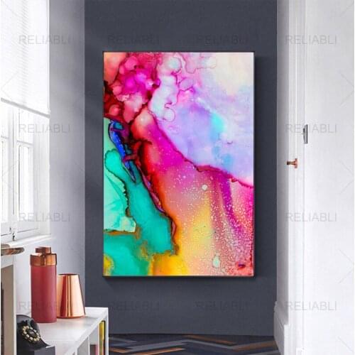 Watercolor Posters and Prints Colorful Abstract Art Modern Canvas Painting Interior Wall Pictures for Gallery Room Decoration