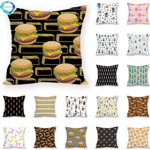 Cartoon Tower Animal Food Cushion Cover Home Decor Polyester Decorative Square Throw Pillow Cover Decorative Almohada 45X45CM