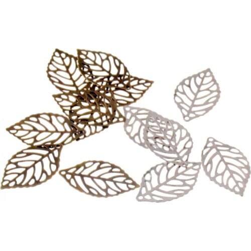 Free shipping 100Pcs Filigree Leaf Connectors Metal Crafts Decoration DIY Findings 24x14mm