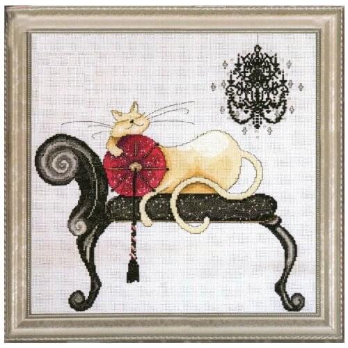 FREE Shipping Top Quality popular counted cross stitch kit Chandelier Cat sofa cat kitty kitten design works 2743