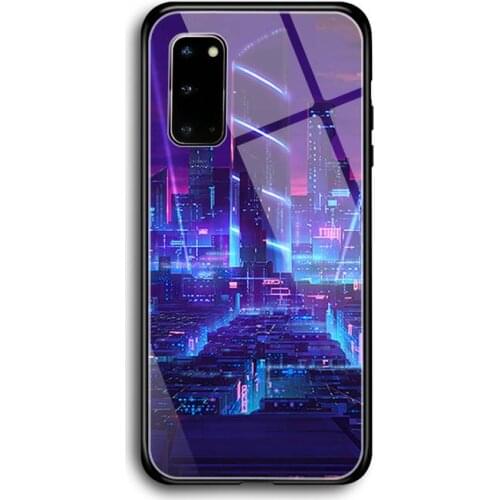 Neon city Phone Case Tempered Glass For Samsung S7 S8 S9 S10E S20 21 30 Plus ultra Note 8 9 10 Plus A7 2018