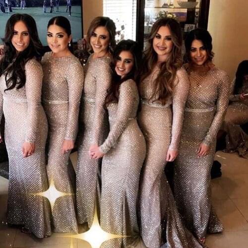 Silver Gold Plaid O Neck Party Maxi Dresses Bodycon Glitter Hollow Out Full Sleeved Floor Length Elegant Night Club Dress