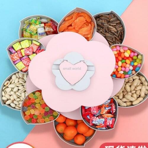 Double Rotating Fruit Tray Nut Storage Box Cashew Candy Fashion Fruit Tray dessert plate candy box Toothpick box tray decorative