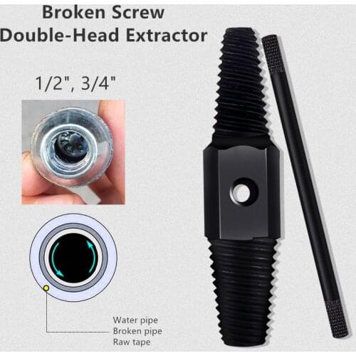 Damaged Water Pipe Faucet Screw Extractor Speed Out Double-Head Broken Screws Bolt Remover Tool Kit Power Tool Accessories