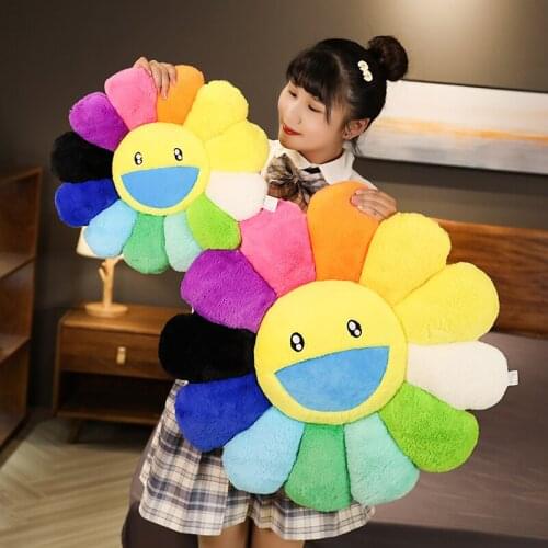 Cute Sunflower Pillow Japan Rainbow Flower Plush Cushion Baby Kids Floor Play Seat Cushion Sofa Home Decor Pillow Car Decoration