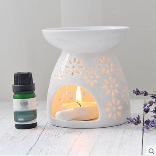 Ceramic Tea Light Holder Aromatherapy Essential Oil Burner Aroma Lamp Diffuser Candle Holder Home Decor White incense burner