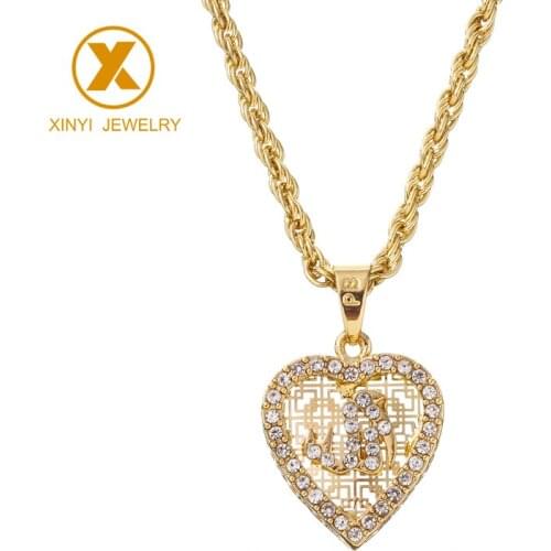 Classic Arabic letter metal pendant zinc alloy jewelry necklace heart-shaped charm pendant