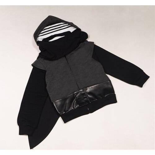 2-7Y Kids Boys Coats Clothes Black Hooded Jacket Children Sports Zipper Outerwear Toddler Boy Clothing Casual Autumn A378