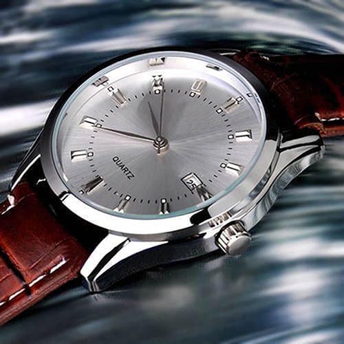 Fashion Men Casual Faux Leather Band Date Calendar Dial Analog Quartz Wrist Watch