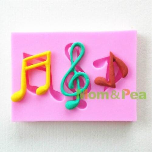 Mom&Pea 0644 Free Shipping Musical Note Beating Shaped Silicone Mold Cake Decoration Fondant Cake 3D Mold