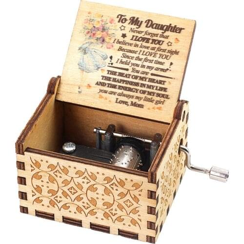 Antique Wooden Carved Bella Ciao Musical Box Hand Cranked You are my sun Music Box Birthday Christmas Gift Casket Decoration