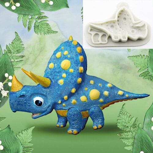 Adorable Triceratops Fondant Cake Silicone Mould Cartoon Animal Chocolate Handmade Soap Silicone Mould