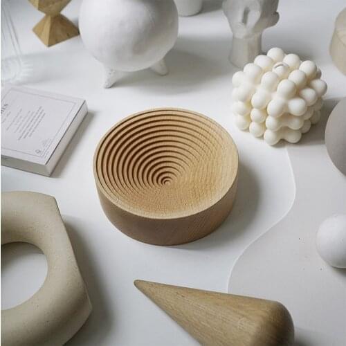 Nordic Style Beech Wooden Spiral Shape Dessert Tray Candle Holder Storage Organizer Home Decoration Accessories