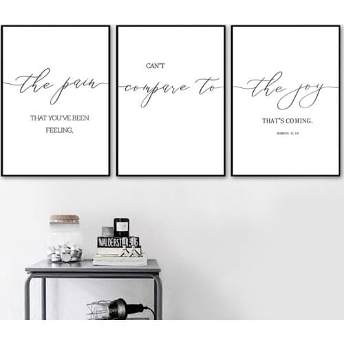 Romans 8:18 Bible Verse Quote Print Scripture Poster Christian Wall Art Canvas Painting Black White Wall Pictures Home Decor