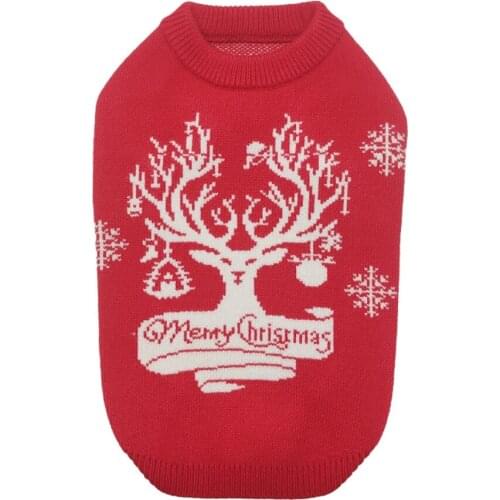 Christmas Dog Sweater Winter Dog Clothes Puppy Elk Pattern Knitting Wool Outfit Pet Warm Clothing For Small Medium Dogs S-2XL