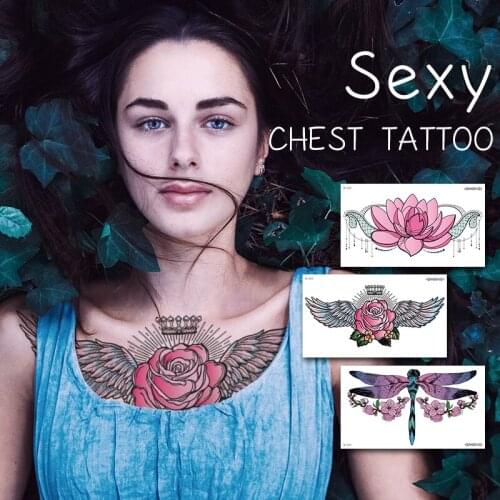 Sexy temporary tattoo underboob neck tattoo breast jewelry stickers tattoo henna lace flowers model tattoos waterproof women