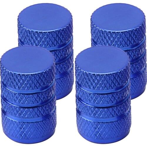 Sivcom 4 PCS Blue Cylinder Tire Valve Stem Caps Chrome-Plated Aluminum Tire Caps for Cars Automobile Motorcycle and Bike ZT03