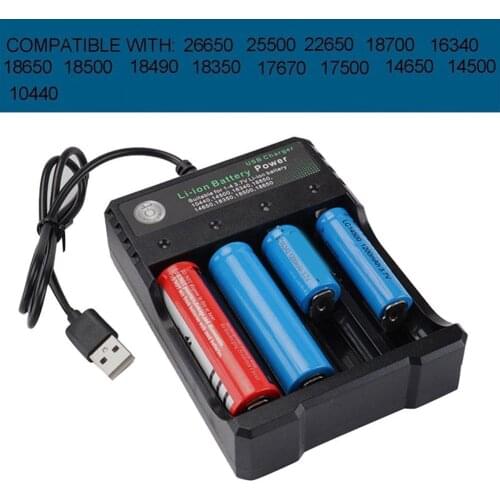 Universal Smart Rechargeable Li-ion Battery Charger for 18650 18500 16340 14500