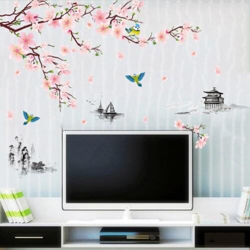 2020 Spring Flower Tree Bird Wall Sticker DIY Decal Home Living Room Bedroom Decor