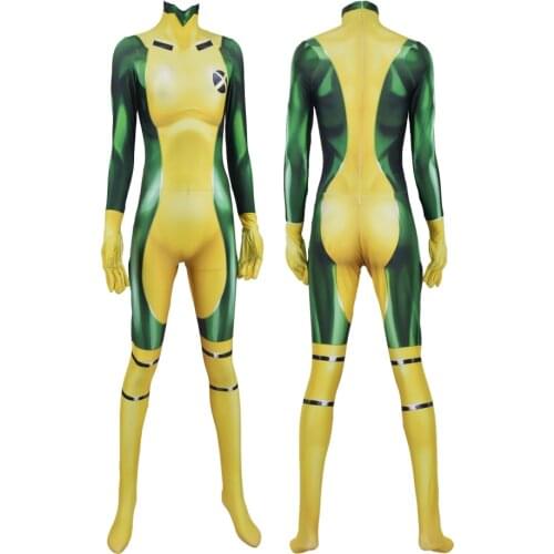 Adults Kids Rogue Cosplay Costume Female Woman Anna Marie X-Men Superhero Halloween Girls Zentai Bodysuit