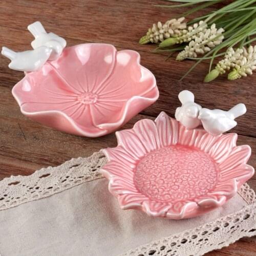 NEWYEARNEW Ceramic Ashtray Soap Dish Tray Holder Key Fruit Plate Box Bath Shower Bathroom Accessories Wedding Gift
