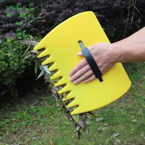 Yellow Garden Yard Leaf Scoops Leaf Collector Grabs Grass Grabbers Leaves Pick Up Hand Rakes for Garden Leaf Rubbish 1XCC