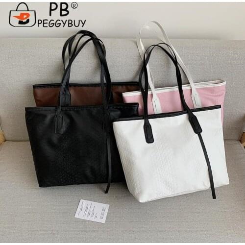 Ladies Exquisite Scale Pattern Shoulder Bags Large Capacity Shopping Travel Handbags Simple PU Leather Tote Bags