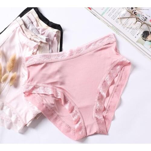 100% silk Lace Panties Seamless Women Underwear Briefs knitted Silk for Ladies Bikini Lingerie DropShipping