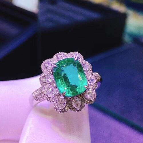 H621 Emerald Ring 2.22ct Pure 18 K Gold Vivid Natural Green Emerald Gemstone Diamond Female Rings for women Fine Ring