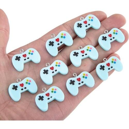 10pcs Creative Pink Blue Console Game Handle Resin Charms Flatback Diy Keychain Necklace Earrings Pendant Diy Jewelry Findings