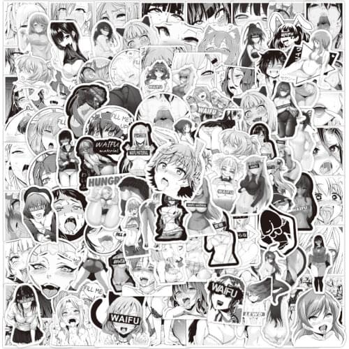 100pcs Black and white Sexy Pinup Bunny girl Waifu Decal Stickers suitcase laptop Car Truck Waterproof Car sticker
