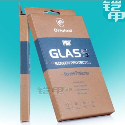 100pcs/lot Retail Package Kraft Paper Pack for Cell Phone Premium Tempered Glass Screen Protector Retail Packaging Boxes Free