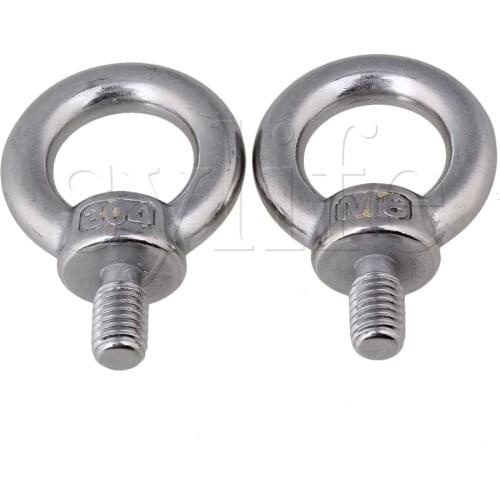 2PCS Silver European Style M8 Thread304 Stainless Steel Ring Shape Screws Bolt