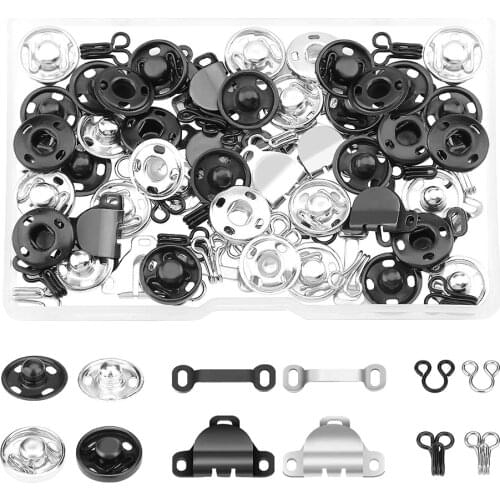 50 Pairs Skirt Hooks Eyes Sewing Hook Eye Closures Snap Buttons Set for Trousers Bra Jackets Bags Leather Craft Sewing