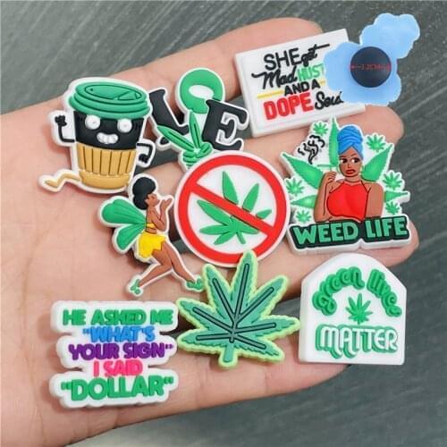 50pcs Wholesale PVC Green Lives Matter Girls Shoes Accessories Garden Shoe Decorations Fit Backpack Croc Jibz Charm