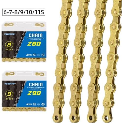 8 9 10 11 Speed Gold Chain 116L 18/21/24/27/30/33 Speed Cassette Freewheel Chain MTB Mountain Bike Road City Trekking Bike