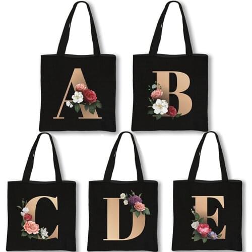 A-Z 26 Initial Letter Handbag 3D Printing Bridesmaid Gift Shoulder Bag Ladies Travel Portable Foldable Storage Bags Tote Bag