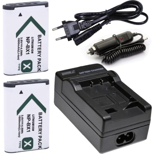 2X NP-BX1 1600mAh Battery bateria AKKU NPBX1 NP BX1+EU Cable Charger for Sony Camera HDR-AS100v AS30v HX50 DSC-RX100 HX400 WX350