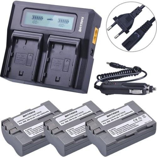 Batmax 3Pcs EN-EL3E EN EL3E ENEL3E Battery + LCD Rapid Dual Charger for Nikon D70 D70S D80 D90 D100 D200 D300 D300S D700 Camera
