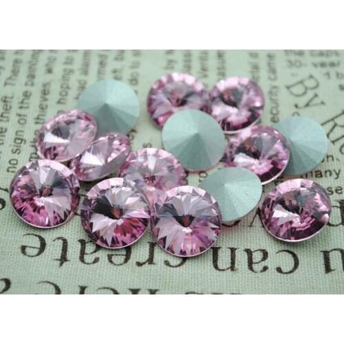 Free Shipping! 100pcs/Lot, 8mm~20mm Light Rose Color Chinese Top Quality Crystal Rivoli Glass Point Back Fancy Fancy Stones