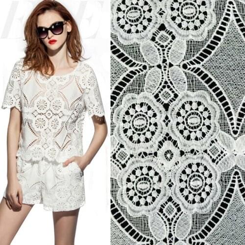 Free Shipping! 5Yards White Color African Cord Lace High Quality Chemical Lace Water Soluble Guipure Lace Fabric For Nigerian