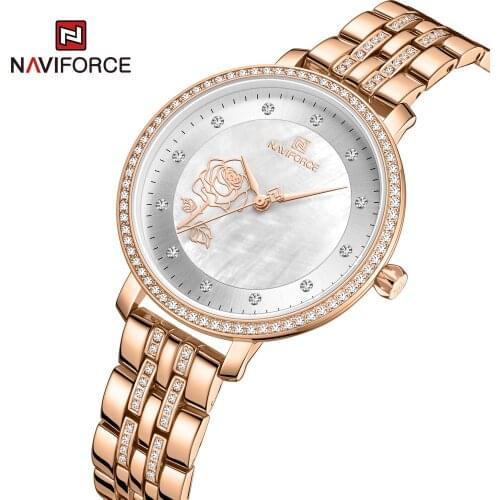 NAVIFORCE Watch Women Luxury Ladies Fashion Casual Simple Stainless Steel Womens Bracelet Female 30M Waterproof Clock Girl Gift