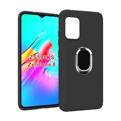 For ASUS ZENFONE 8 ZS590KS Case Metal Ring Holder Magnetic car Silicone Phone Case On for Asus Zenfone 8 ZS590KS