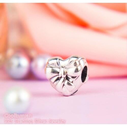 2019 Mothers Day Authentic 100% 925 Sterling Silver Brilliant Heart Bow Charm Beads Fit Brand Charms Bracelet Diy Jewelry