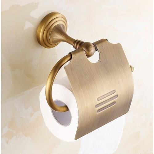 Bathroom Washroom Toilet Paper Holder Roll Tissue Holders Bathroom Accessories Antique Brass Paper Hanger ZD920