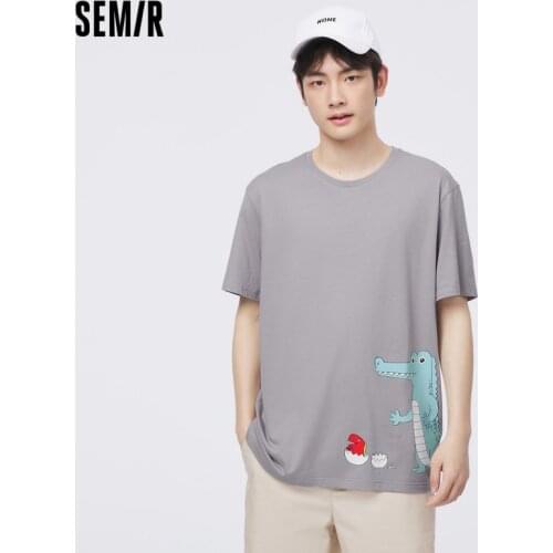 SEMIR Short Sleeve T-Shirts Men Summer Brand Small Dinosaur Pattern Tops MenS Loose Japanese Boys Cotton T Shirt Tide