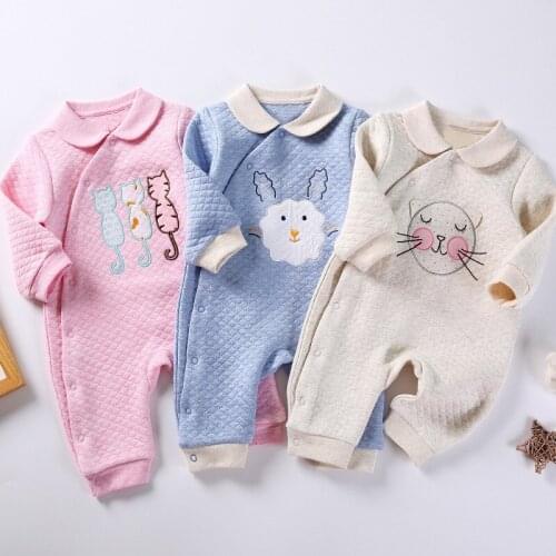 Baby long sleeve jumpsuit male and female newborn babies out who ha more clothes to keep warm air cotton