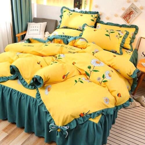 Lace Princess Kids Girls Bedding Set Duvet Cover Bed Sheet Pillow Cases Queen/King Size Gifts For Daughters 2021 New Style